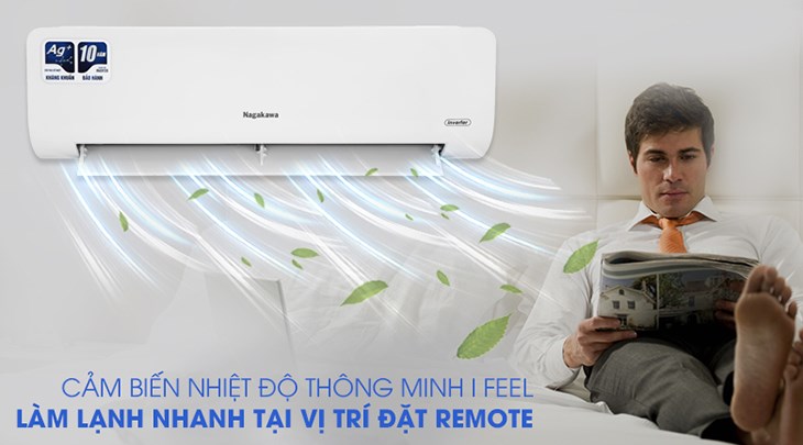 Máy lạnh Nagakawa Inverter 1.5 HP NIS-C12R2H10 trang bị cảm biến nhiệt độ thông minh trên remote I Feel