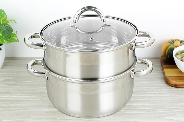Bộ nồi xửng inox 3 đáy nắp kiếng đáy từ 24 cm Delites CW-S106-1 có đường kính 24 cm phù hợp cho 4 - 5 người ă
