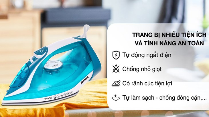 Bàn ủi Dmax trang bị nhiều tiện ích tiện lợi, tính năng an toàn