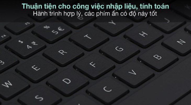 Laptop Dell Vostro có hành trình phím sâu, đàn hồi tốt giúp gia tăng trải nghiệm gõ phím