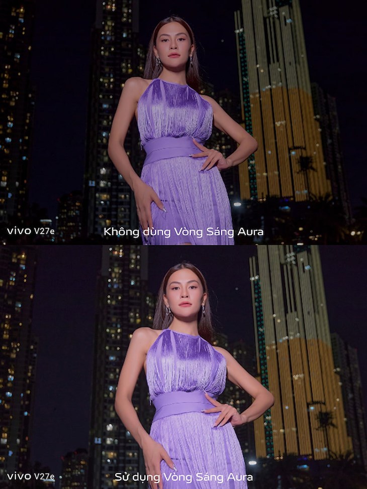 Hình ảnh khi sử dụng vòng sáng Aura trên Vivo V27e