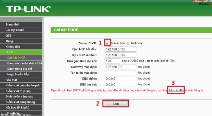 Bạn hãy thực hiện theo các thao tác sau để tắt DHCP
