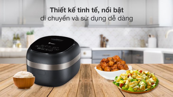 Nồi cơm điện cao tần Casper 1.5 lít CI-15RC01 có kiểu dáng tinh tế với gam màu đen bắt mắt