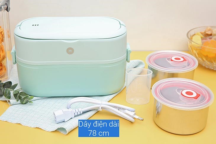 Hộp cơm điện Mishio MK-317 được thiết kế nhỏ gọn, màu xanh mint đẹp mắt, phù hợp cho mọi giới tính