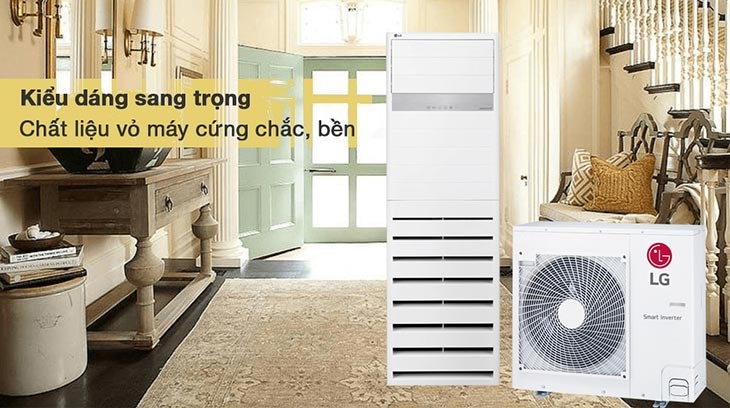 Điều hòa tủ đứng LG Inverter 30000 BTU ZPNQ30GR5E0 được thiết kế dạng hình chữ nhật đứng với chất liệu vỏ máy cao cấp có độ bền tốt