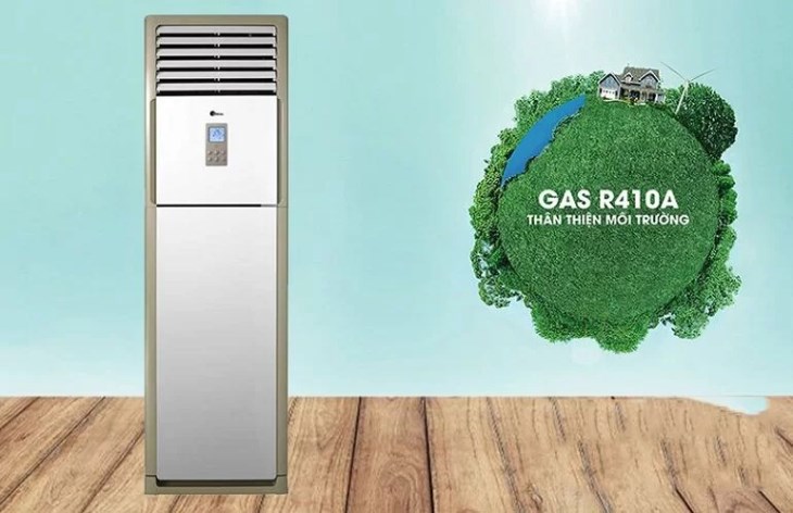 Điều hòa cây Midea sử dụng gas R410A thân thiện môi trường, làm lạnh nhanh, và tiết kiệm điện