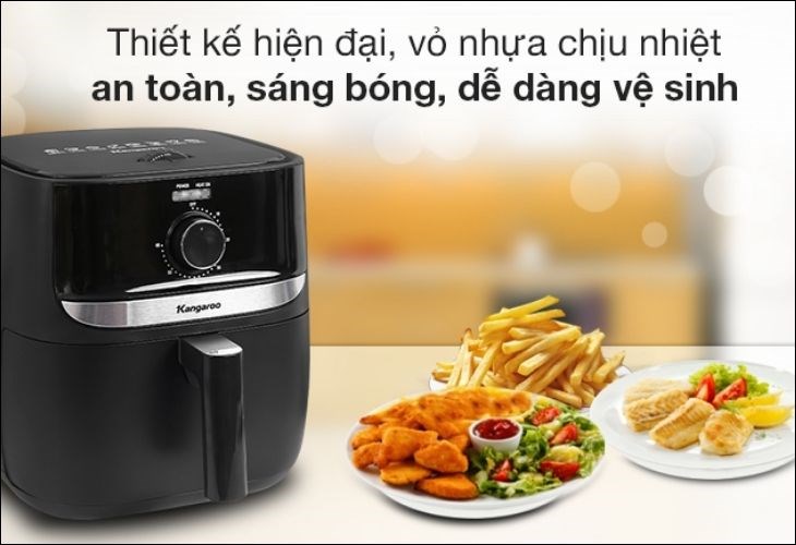 Nồi chiên không dầu Kangaroo KG6AF1 6 lít thiết kế hiện đại, gọn đẹp, tăng tính thẩm mỹ cho không gian bếp