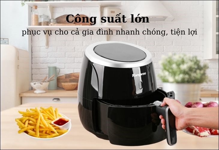 Nồi chiên không dầu Kangaroo KG52AF1A 5 lít có công suất 2000W giúp thực phẩm chín nhanh chóng