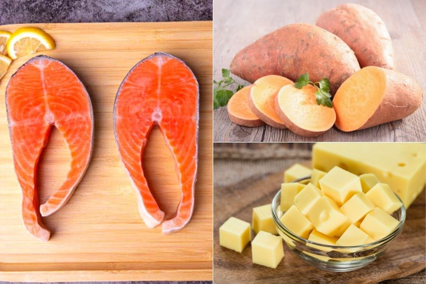 Món ăn dặm từ cá hồi kết hợp khoai lang và phô mai