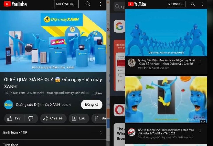 Khởi động ứng dụng Opera mini và chọn YouTuBe