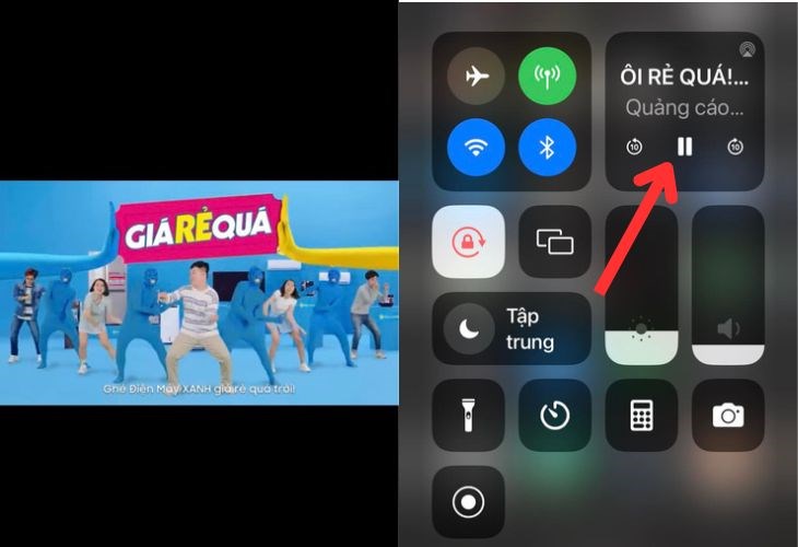 Mở to màn hình và thoát ra màn hình chính và kéo thanh trạng thái xuống và mở nút Play