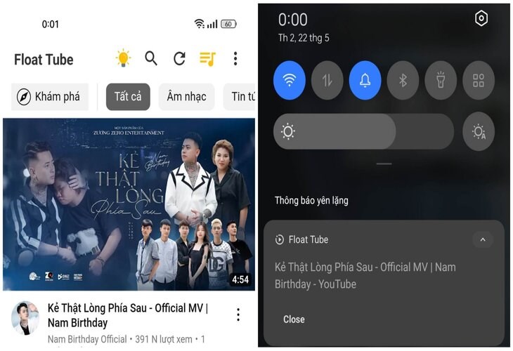 Vào ứng dụng tìm kiếm nhạc muốn nghe và ấn Play, sau đó thoát ra màn hình chính và thưởng thức.