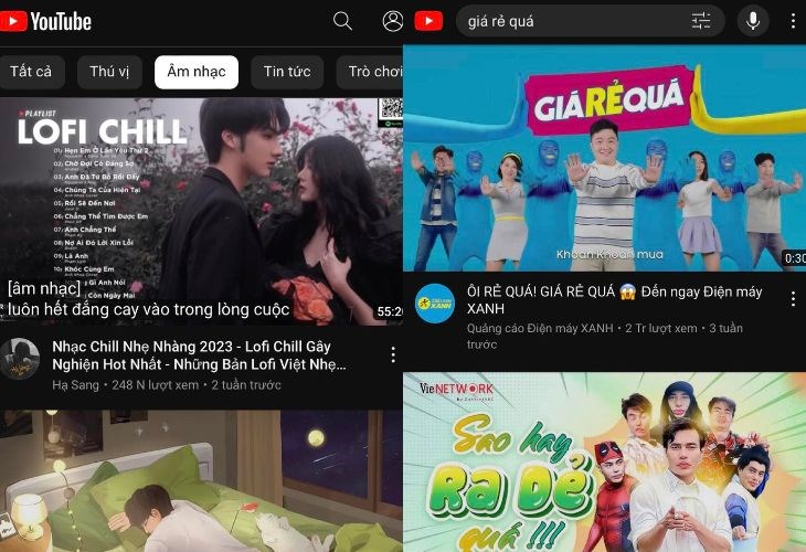 Bật YouTube dạng web > Chọn video mà bạn muốn nghe.