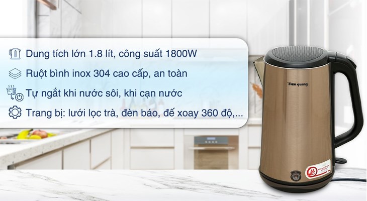 Bình đun siêu tốc Điện Quang có nhiều ưu điểm nổi bật