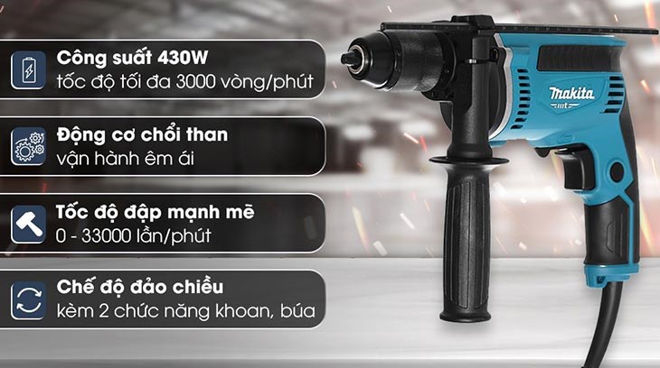 Máy khoan búa điện Makita M8104B 430W có giá 1.769.000 đồng (cập nhật tháng 05/2023, có thể thay đổi theo thời gian)