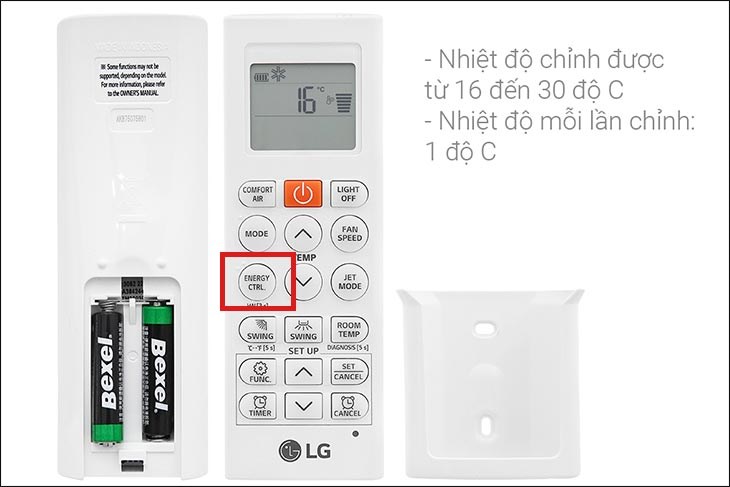 Nhấn nút ENERGY CTRL trên remote máy lạnh LG Inverter 1 HP V10APFP để kiểm soát năng lượng