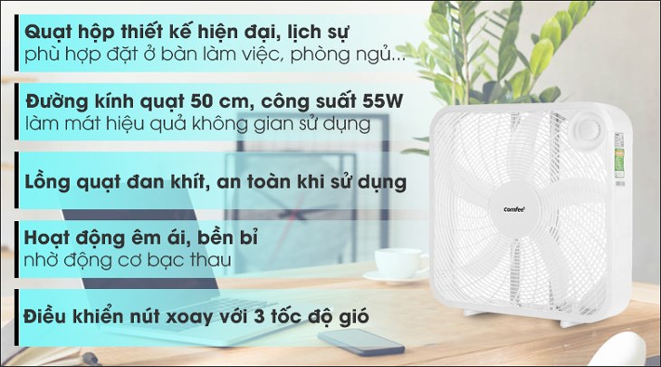 Quạt hộp Comfee CF-BF5016VH được bán với giá 860 ngàn đồng (cập nhật 16/05/2023 và có thể thay đổi theo thời gian) Quạt hộp Comfee CF-BF5016VH được bán với giá 860.000 đồng (cập nhật 05/2023 và có thể thay đổi theo thời gian)