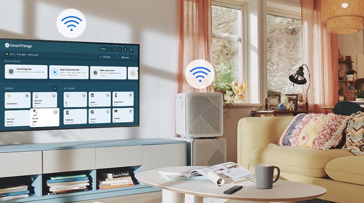 Smart Tivi Neo QLED 8K 65 inch Samsung QA65QN900B được kết nối thông minh với các thiết bị khác qua SmartThings