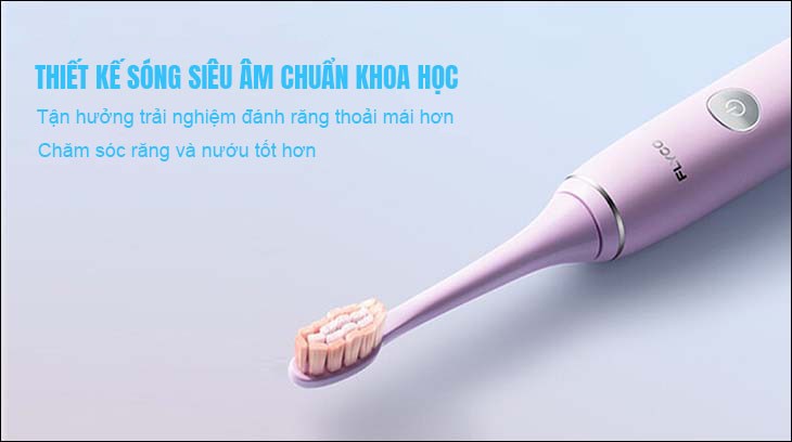 Bàn chải điện Flyco FT7105VN (Tặng 1 đầu bàn chải) có thiết kế sóng siêu âm chuẩn nha khoa giúp làm sạch, chăm sóc răng và nướu tốt hơn