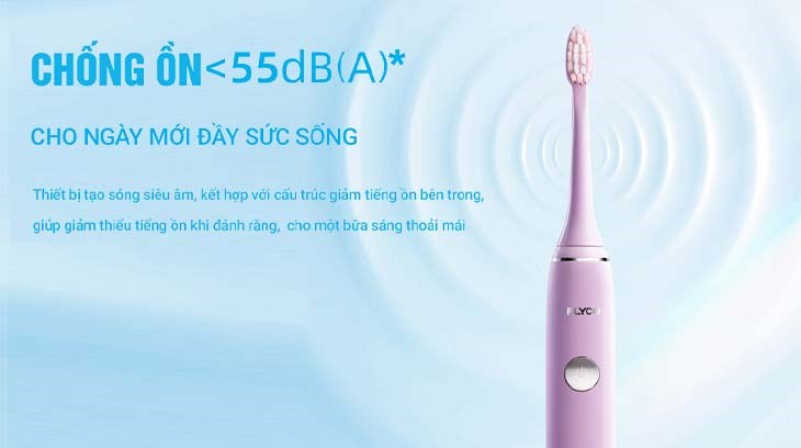 Bàn chải điện Flyco FT7105VN (Tặng 1 đầu bàn chải) có khả năng chống ồn tốt, đem lại sự thoải mái khi sử dụng 