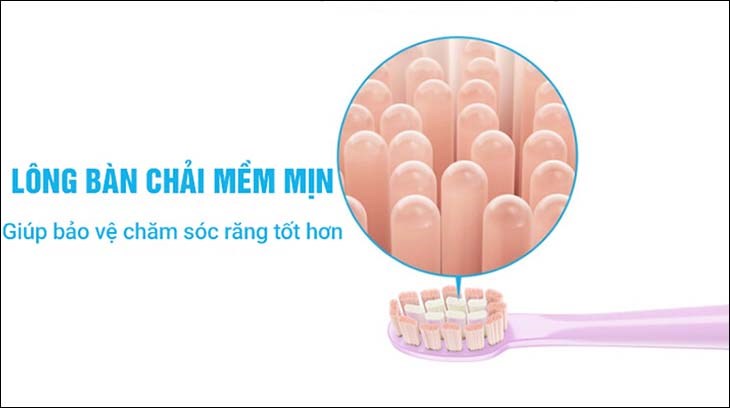 Bàn chải điện Flyco FT7105VN (Tặng 1 đầu bàn chải) sở hữu lông bàn chải mềm mịn giúp bảo vệ chăm sóc răng hiệu quả 