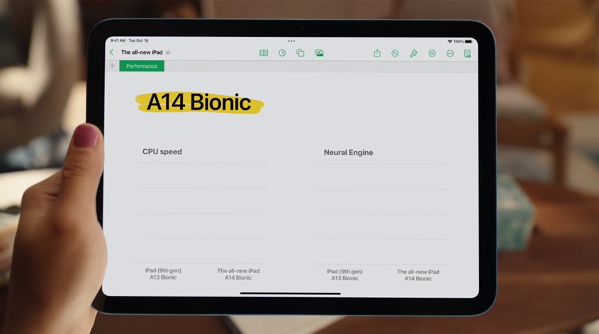 iPad Gen 10 tích hợp con chip Apple A14 Bionic giúp tối ưu mọi tác vụ