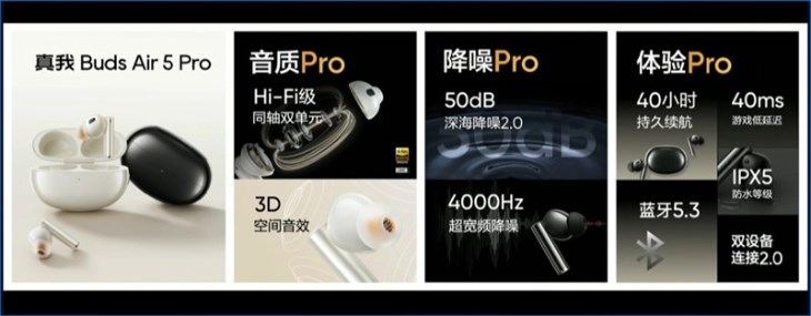 realme Buds Air 5 Pro có khả năng giảm tiếng ồn ultra-wideband