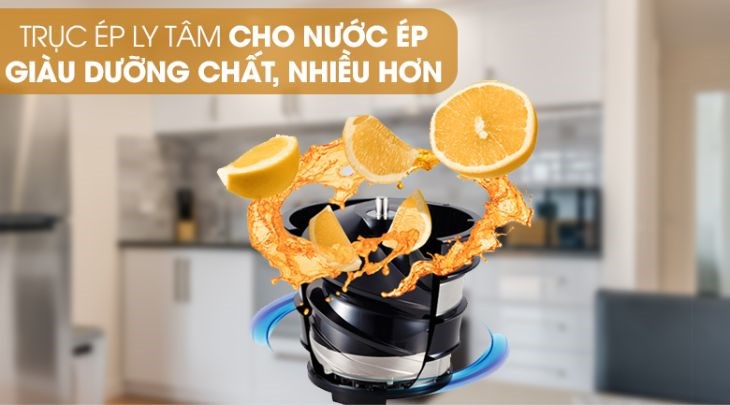 Máy ép chậm Panasonic PAVH-MJ-L500SRA thuộc dòng máy ép chậm với trục ép ly tâm, giúp ép được lượng lớn nước ép nguyên chất hơn