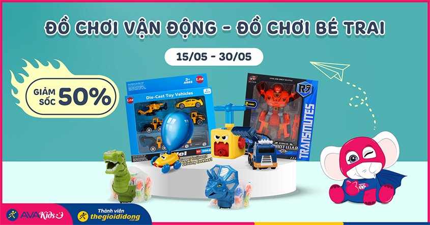 Đồ chơi vận động, đồ chơi bé trai đồng giảm 50%