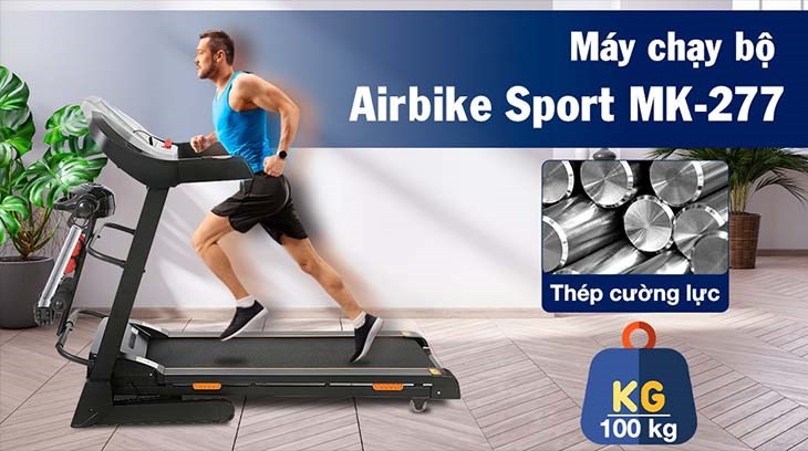 Máy Chạy Bộ Airbike Sport MK-277 có thiết kế thời thượng, năng động phù hợp bố trí ở nhiều vị trí trong nhà  