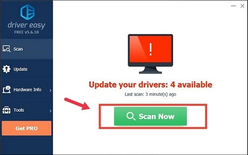 Tải ứng dụng Driver Easy > Nhấn vào mục Scan Now