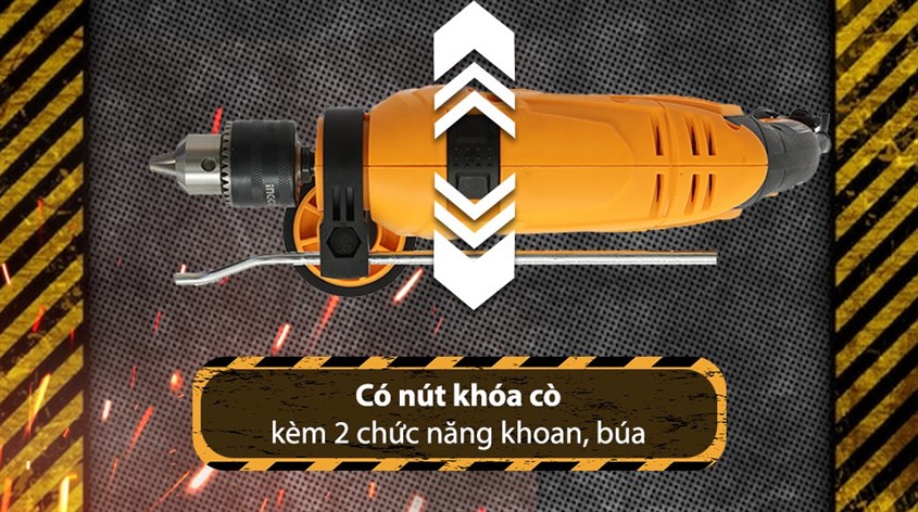 Máy khoan động lực điện Ingco ID8508E 850W có nút khoá cò hữu ích