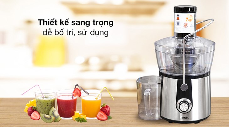 Máy ép trái cây Tefal ZE550D38 có thân máy chất liệu nhựa và inox hạn chế nứt vỡ