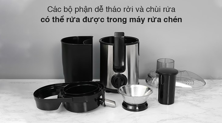 Bạn có thể tháo rời các bộ phận của máy ép trái cây Tefal ZE420D38 để thuận tiện vệ sinh