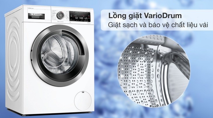 Máy giặt Bosch 9 kg WAV28L40SG có kiểu thiết kế lồng giặt Vario Drum giảm nhăn và bảo vệ chất vải tối ưu