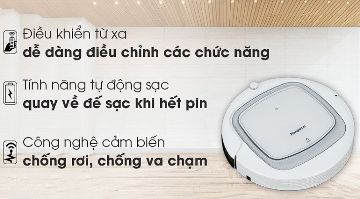 Robot hút bụi Kangaroo KGRB01 Trắng được trang bị nhiều công nghệ thông minh, tiện lợi khi sử dụng