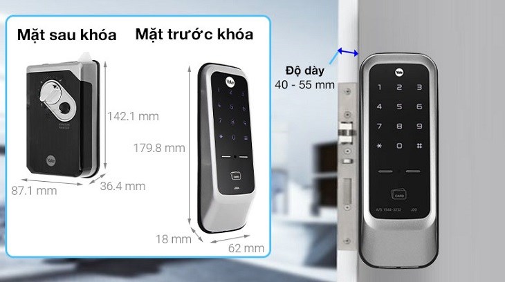 Khóa điện tử Yale J20A được thiết kế thon gọn, hiện đại đến từ thương hiệu uy tín, chất lượng của Mỹ