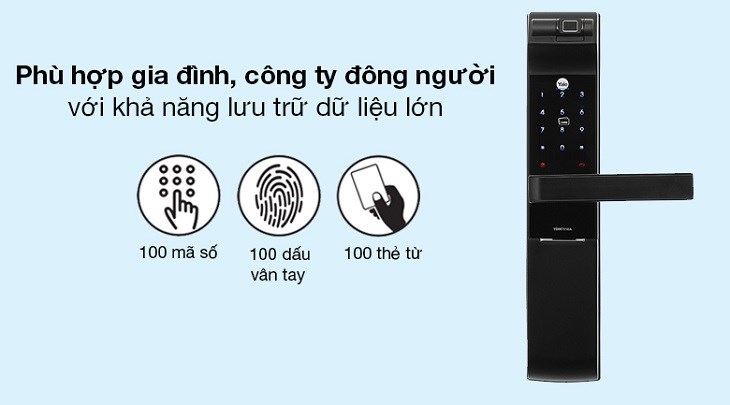 Khóa điện tử Yale có khả năng lưu trữ 100 vân tay và 100 mật khẩu người dùng