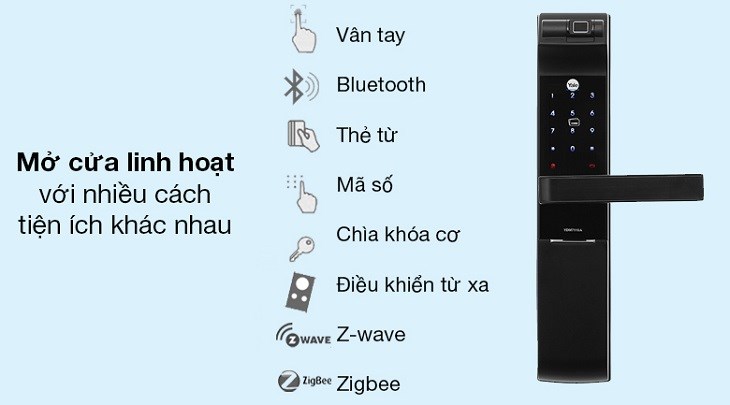 Khóa điện tử Yale YDM7116AMB sở hữu nhiều phương pháp mở hiện đại, đa dạng khác nhau