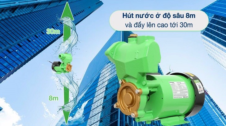 Máy bơm nước chân không Kangaroo KGWP370B 370W có khả năng hút nước ở độ sâu tốt