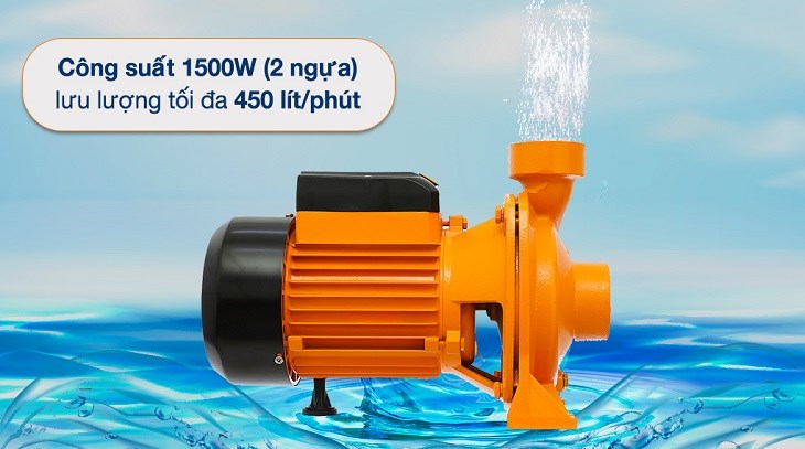 Công suất hoạt động của máy mạnh mẽ lên tới 1500W giúp việc tưới nước nhanh chóng