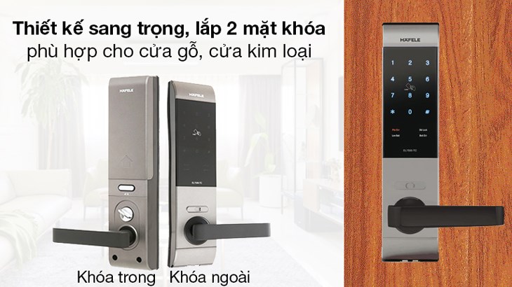Khóa điện tử Hafele EL7500 có thiết kế sang trọng với màu xám trang nhã