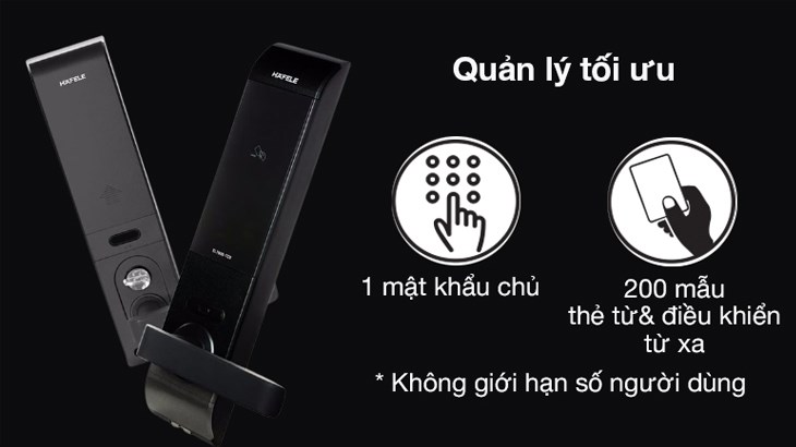 Khóa điện tử Hafele DL7900 thân khóa nhỏ có khả năng lưu trữ cao, đáp ứng số lượng lớn người ra vào