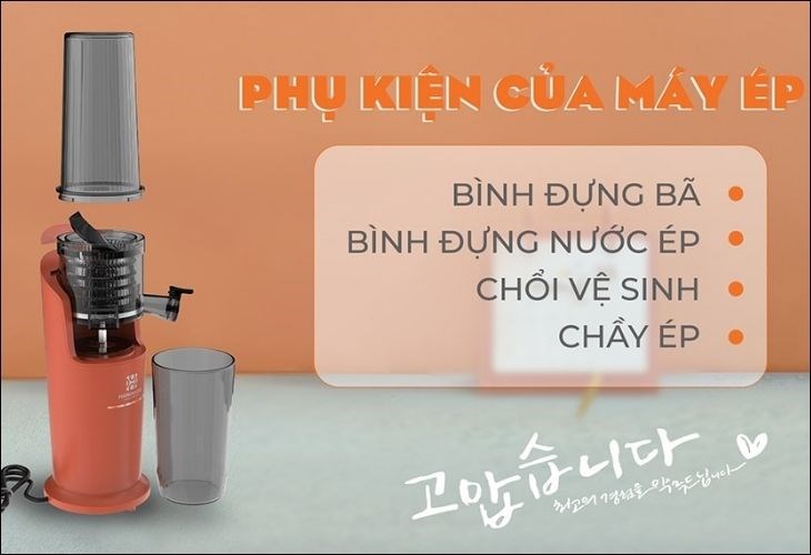 Máy ép trái cây Hawonkoo SJH-001-CR với ưu điểm nhiều phụ kiện đi kèm, tiện lợi trong việc sử dụng