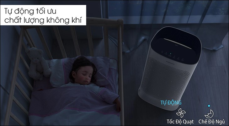 Máy lọc không khí Samsung AX60R5080WD/SV có khả năng tự động điều chỉnh chế độ lọc, đảm bảo không gian luôn sạch sẽ và thoáng mát