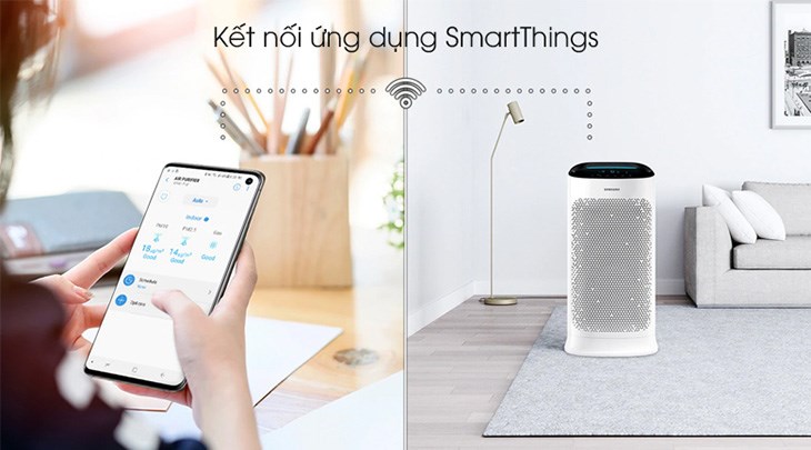Người dùng có thể dễ dàng điều chỉnh máy lọc không khí Samsung AX60R5080WD/SV thông qua ứng dụng SmartThings
