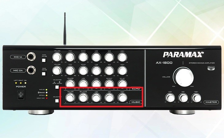 Chỉnh âm nhạc (MUSIC) trên amply Paramax 