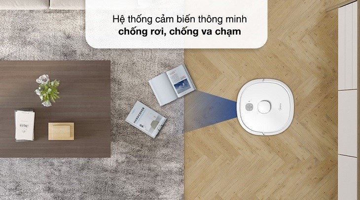 Robot hút bụi lau nhà Midea M6 được trang bị hệ thống cảm biến thông minh giúp máy hoạt động bền bỉ, hạn chế va chạm
