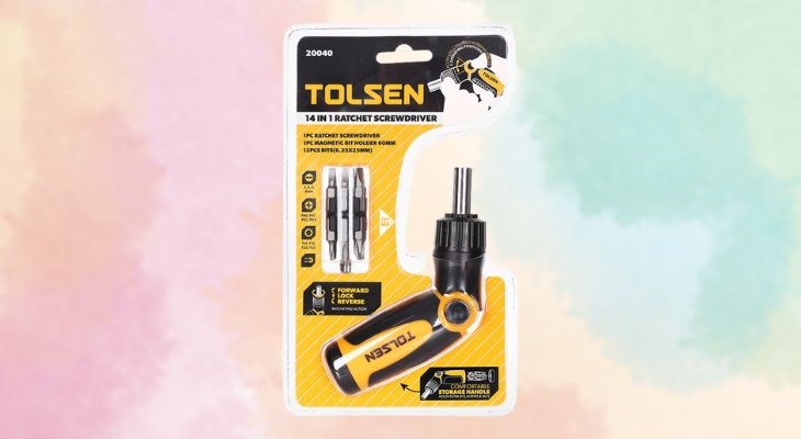 Bộ tua vít tự động 6 mm - T25 Tolsen 20040 (14 mũi) được làm từ thép hợp kim với độ bền, độ cứng cao