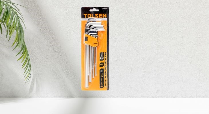 Bộ chìa lục giác dài 1.5-10 mm Tolsen 20049 (9 chi tiết) sở hữu thiết kế nhỏ gọn, vừa tay cầm giúp thao tác dễ dàng